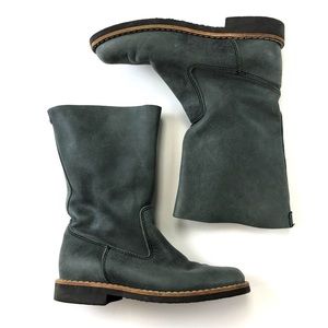 ROOTS blue grey leather unlined boots Size 7